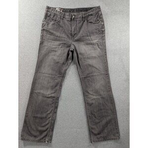 Ecko Unltd Jeans Mens SZ 38x33 Grey Distressed Faded Whiskers Classic Straight